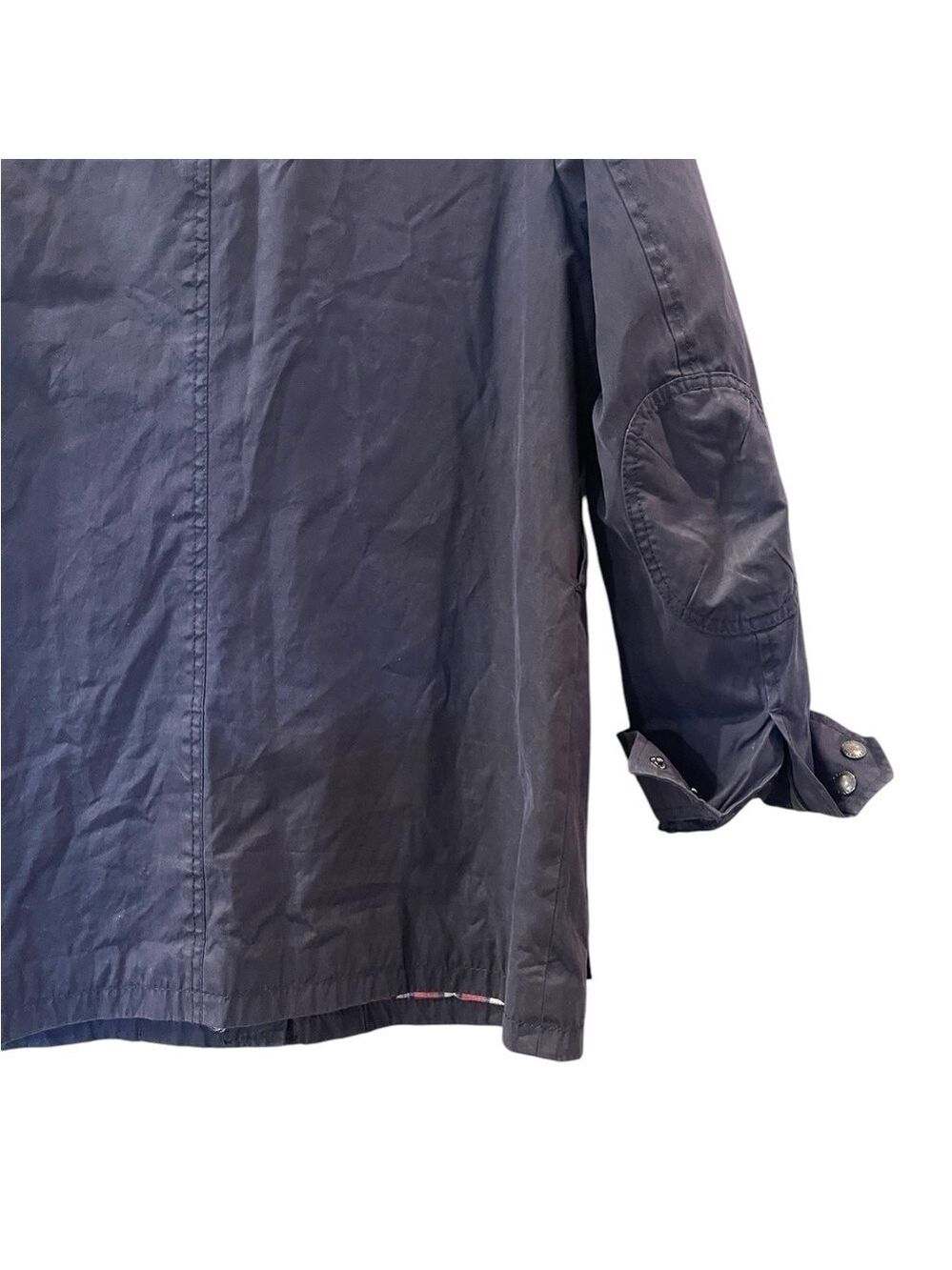Banana Republic Womens Jacket Blue Waxed Canvas Corduroy Collar Barn Coat Medium - Picture 7 of 7
